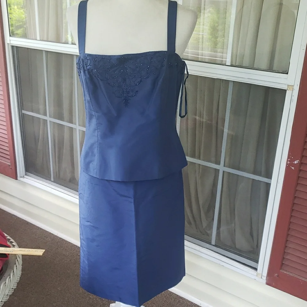 KIR Elegant Embellish Blue‎ 3 Pcs. Skirt Suit